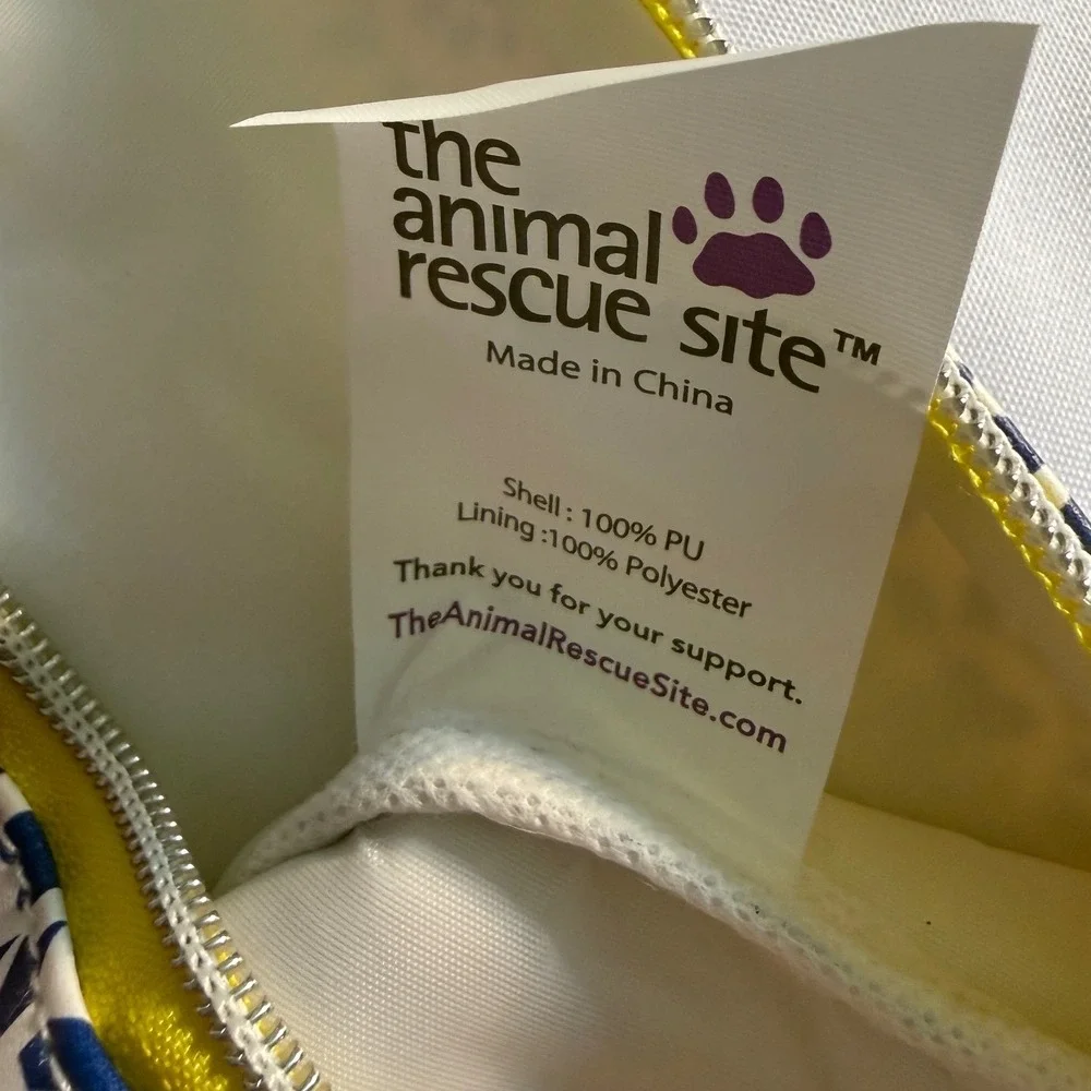 The Animal Rescue Site Blue Paw Print Zipper Pouch Set of 2 Yellow Trim